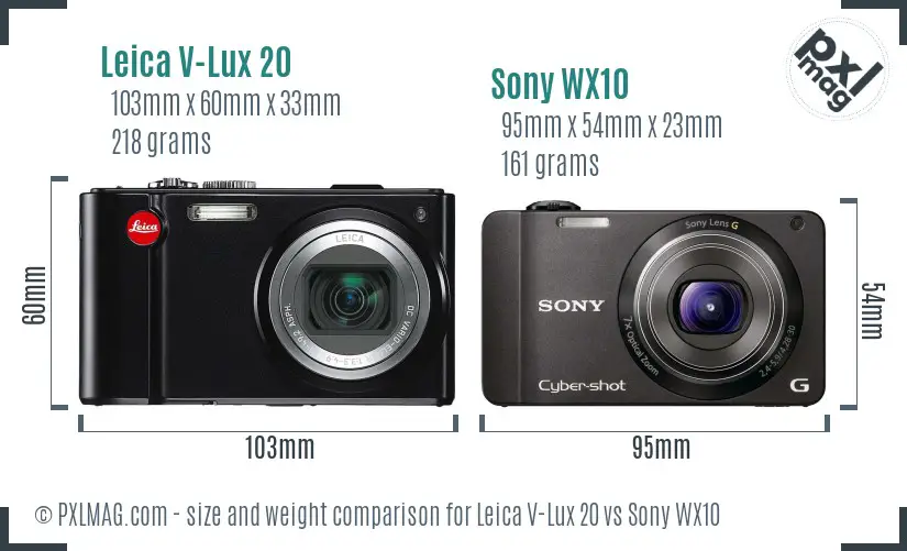 Leica V-Lux 20 vs Sony WX10 size comparison