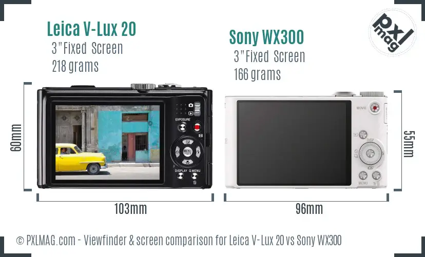 Leica V-Lux 20 vs Sony WX300 Screen and Viewfinder comparison