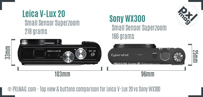 Leica V-Lux 20 vs Sony WX300 top view buttons comparison