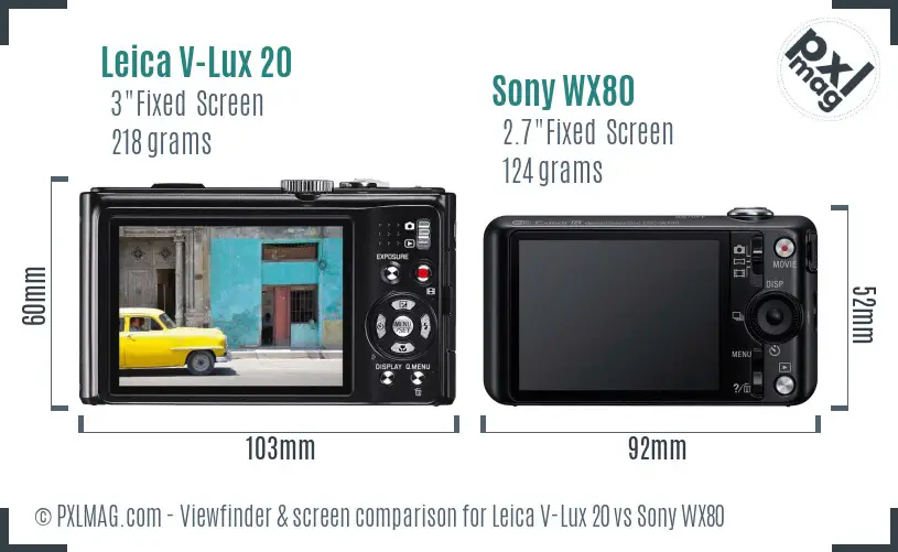 Leica V-Lux 20 vs Sony WX80 Screen and Viewfinder comparison