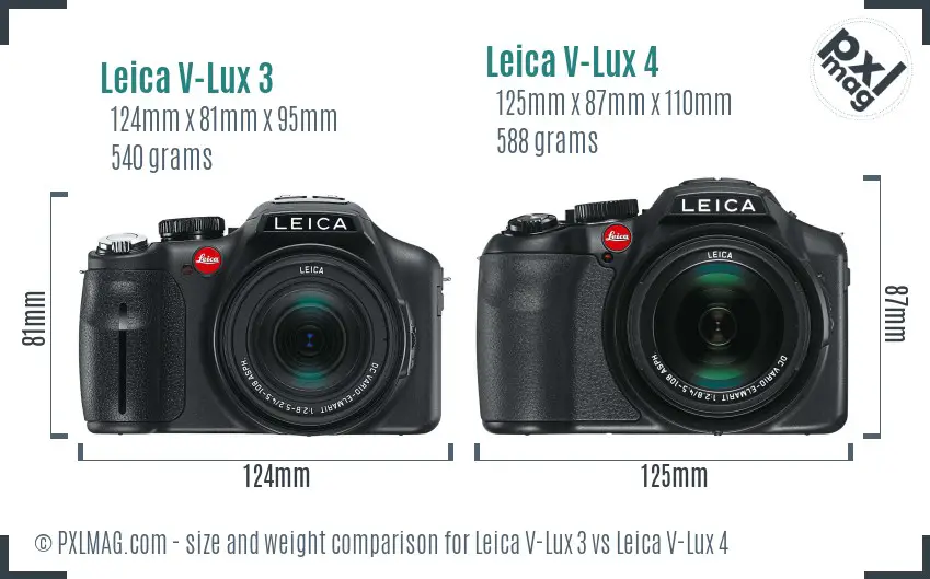 Leica V-Lux 3 vs Leica V-Lux 4 size comparison