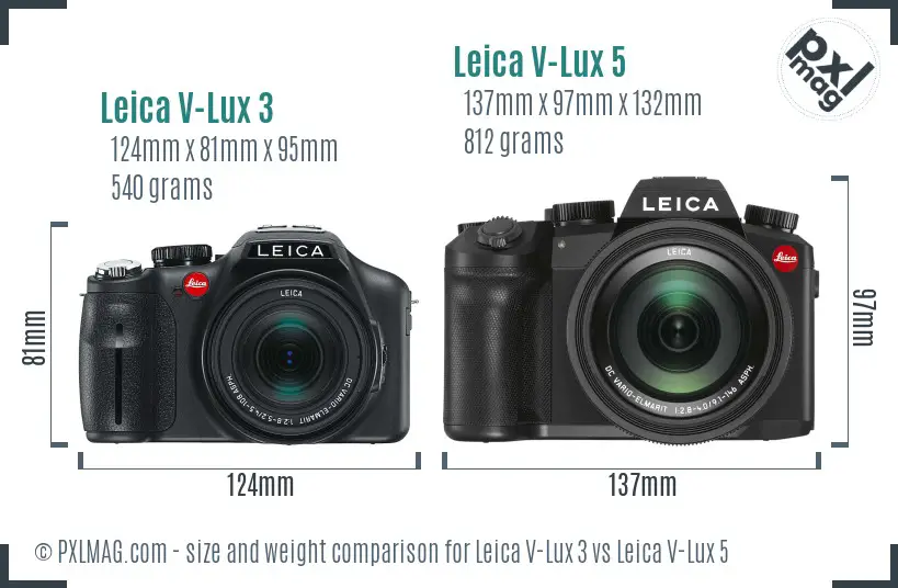 Leica V-Lux 3 vs Leica V-Lux 5 size comparison