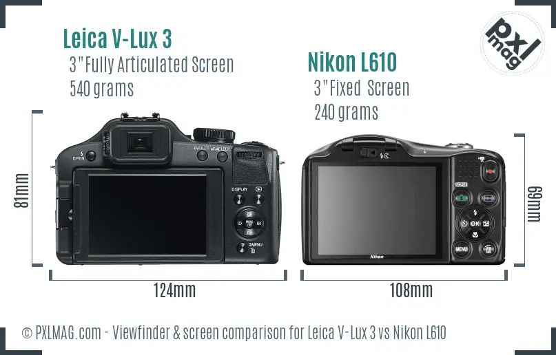 Leica V-Lux 3 vs Nikon L610 Screen and Viewfinder comparison Leica V-Lux 3 vs Nikon L610 Screen and Viewfinder comparison