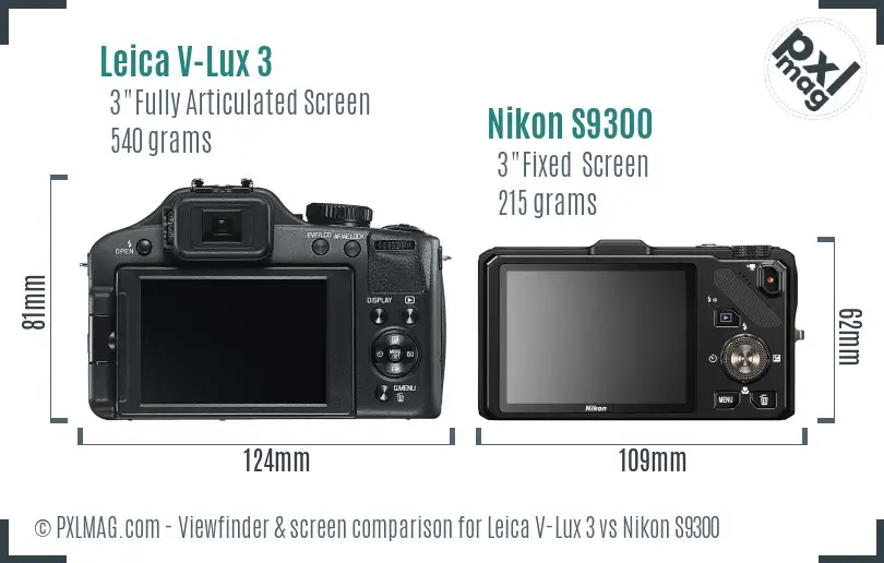 Leica V-Lux 3 vs Nikon S9300 Screen and Viewfinder comparison Leica V-Lux 3 vs Nikon S9300 Screen and Viewfinder comparison