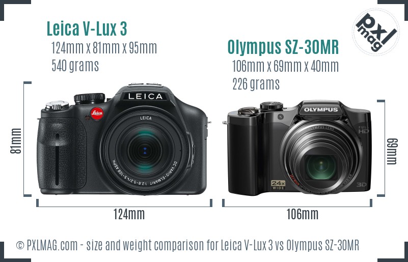 Leica V-Lux 3 vs Olympus SZ-30MR size comparison