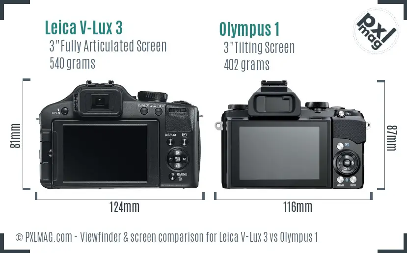 Leica V-Lux 3 vs Olympus 1 Screen and Viewfinder comparison Leica V-Lux 3 vs Olympus 1 Screen and Viewfinder comparison