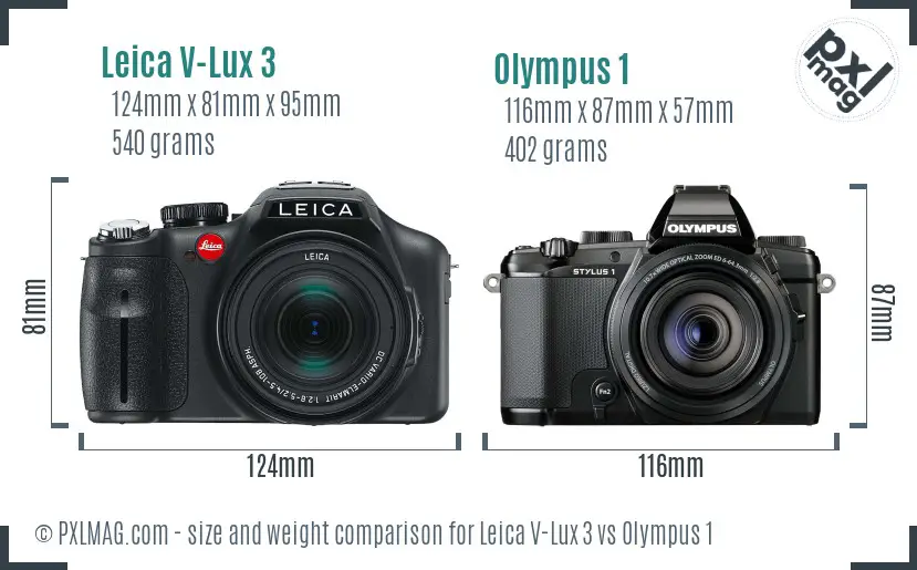 Leica V-Lux 3 vs Olympus 1 size comparison Leica V-Lux 3 vs Olympus 1 size comparison