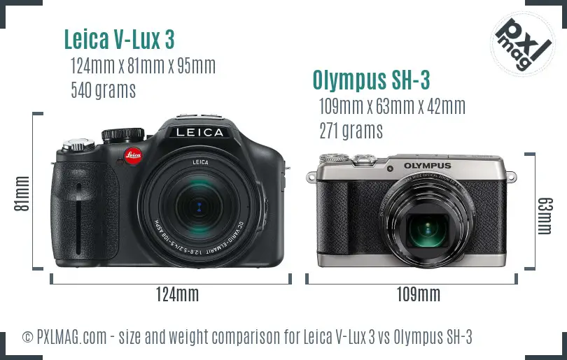 Leica V-Lux 3 vs Olympus SH-3 size comparison