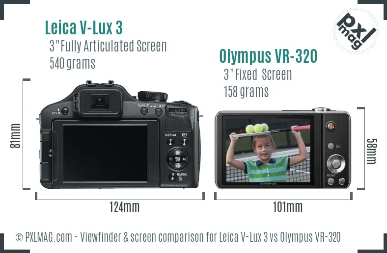 Leica V-Lux 3 vs Olympus VR-320 Screen and Viewfinder comparison