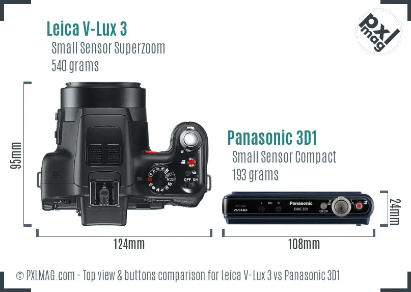 Leica V-Lux 3 vs Panasonic 3D1 top view buttons comparison
