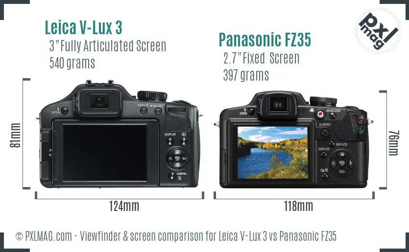 Leica V-Lux 3 vs Panasonic FZ35 Screen and Viewfinder comparison