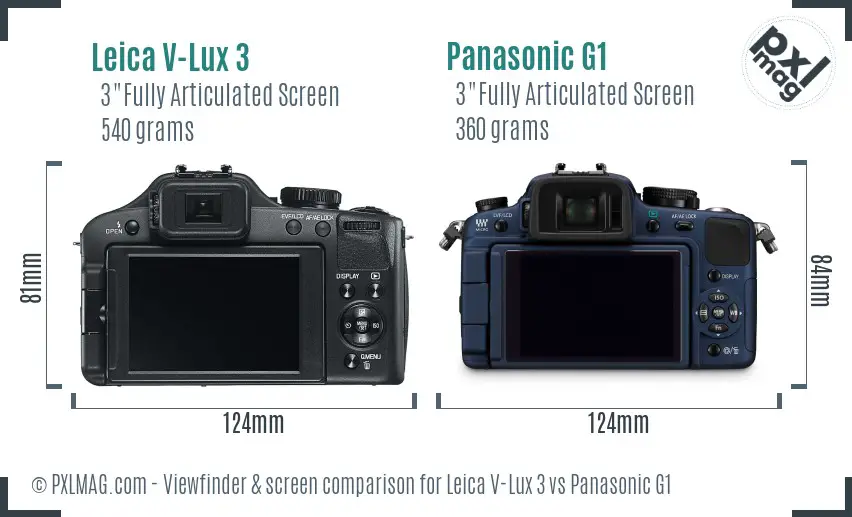 Leica V-Lux 3 vs Panasonic G1 Screen and Viewfinder comparison