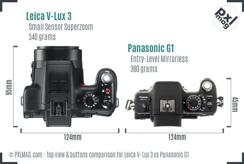 Leica V-Lux 3 vs Panasonic G1 top view buttons comparison