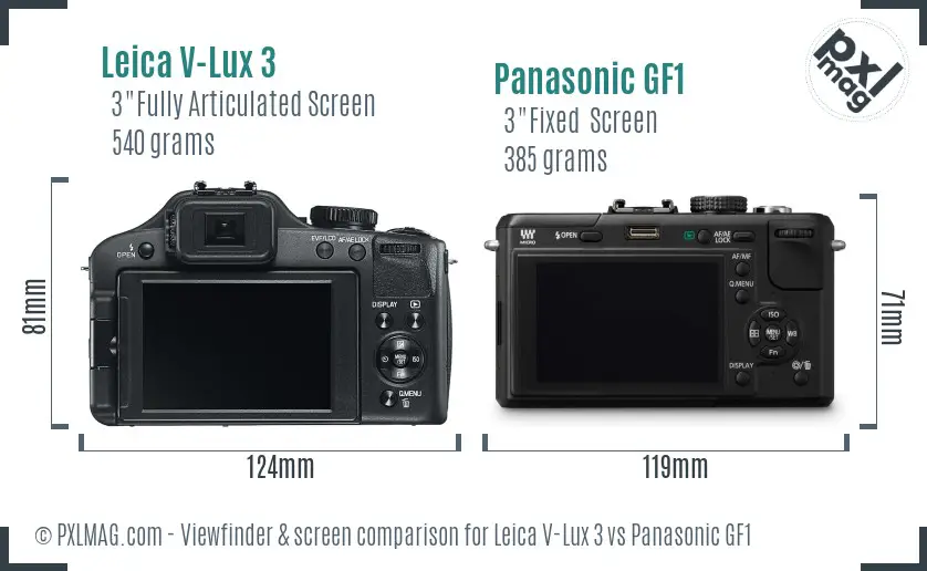 Leica V-Lux 3 vs Panasonic GF1 Screen and Viewfinder comparison
