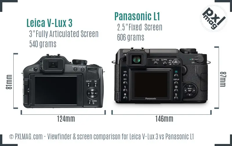 Leica V-Lux 3 vs Panasonic L1 Screen and Viewfinder comparison
