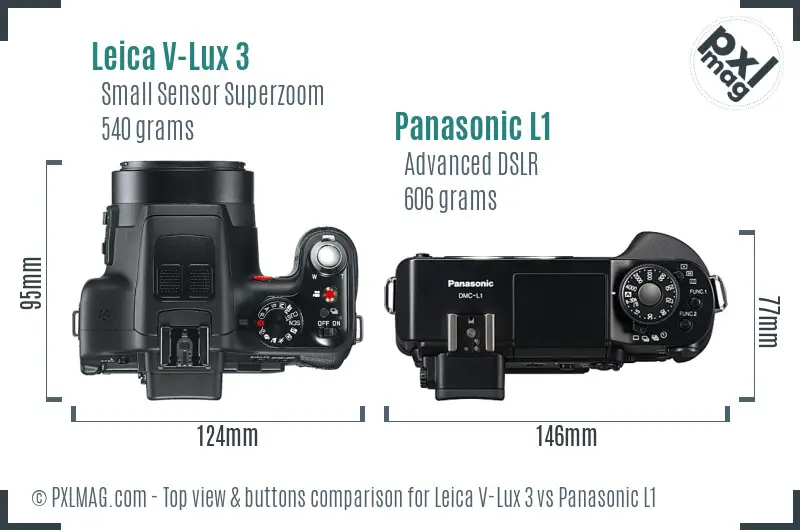 Leica V-Lux 3 vs Panasonic L1 top view buttons comparison