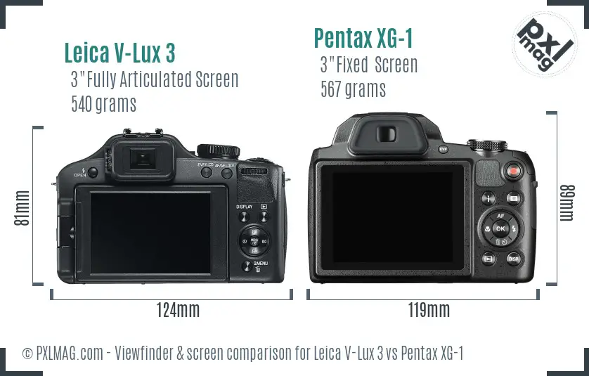 Leica V-Lux 3 vs Pentax XG-1 Screen and Viewfinder comparison