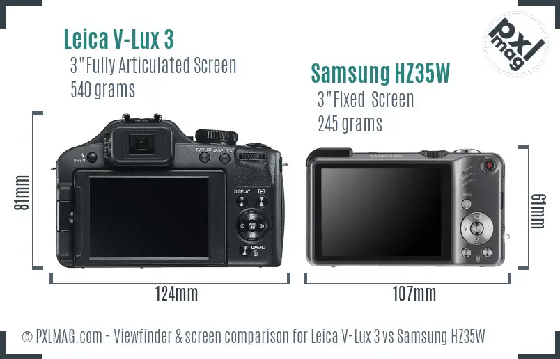 Leica V-Lux 3 vs Samsung HZ35W Screen and Viewfinder comparison Leica V-Lux 3 vs Samsung HZ35W Screen and Viewfinder comparison