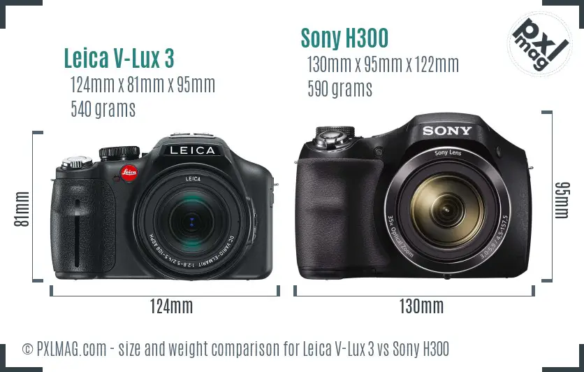 Leica V-Lux 3 vs Sony H300 size comparison