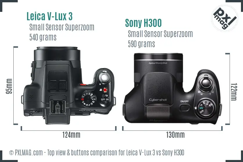 Leica V-Lux 3 vs Sony H300 top view buttons comparison