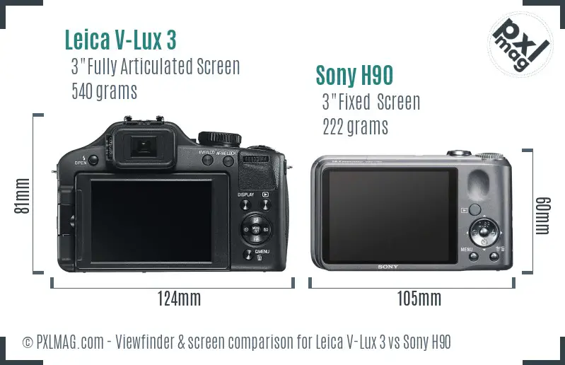 Leica V-Lux 3 vs Sony H90 Screen and Viewfinder comparison