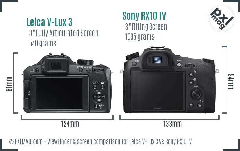 Leica V-Lux 3 vs Sony RX10 IV Screen and Viewfinder comparison Leica V-Lux 3 vs Sony RX10 IV Screen and Viewfinder comparison