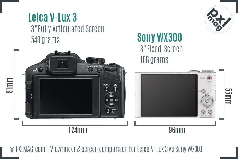 Leica V-Lux 3 vs Sony WX300 Screen and Viewfinder comparison