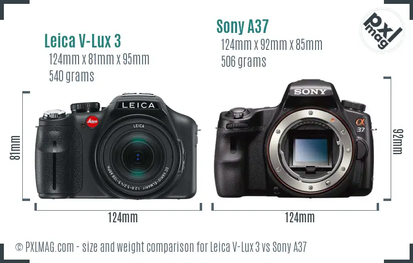Leica V-Lux 3 vs Sony A37 size comparison
