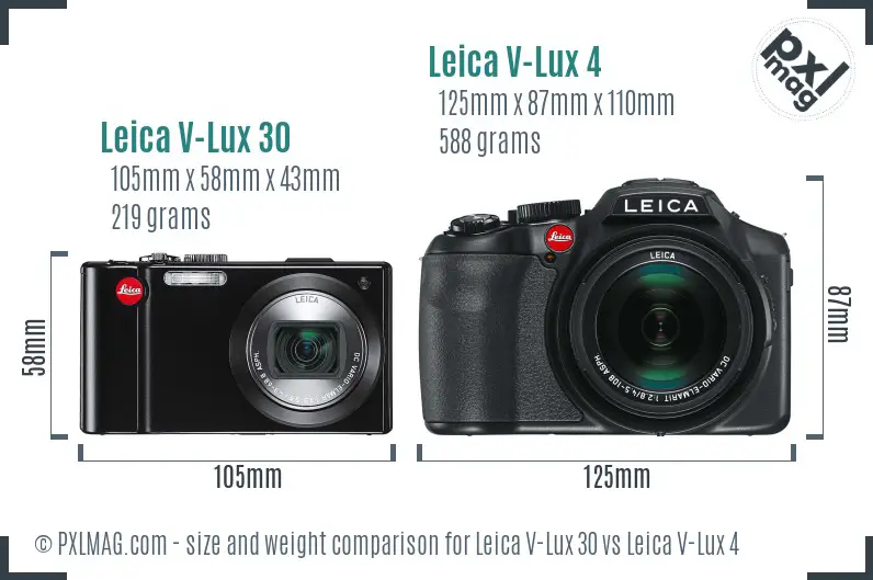 Leica V-Lux 30 vs Leica V-Lux 4 size comparison