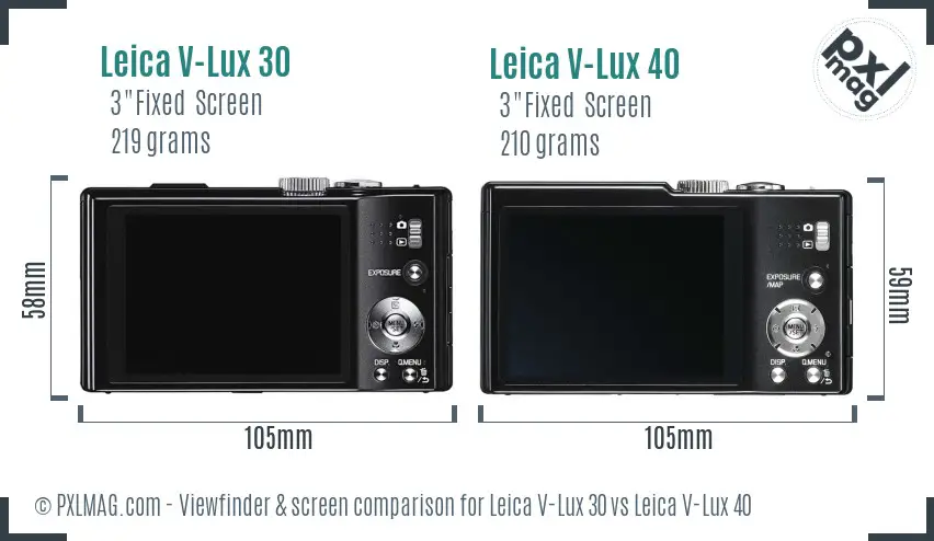 Leica V-Lux 30 vs Leica V-Lux 40 Screen and Viewfinder comparison