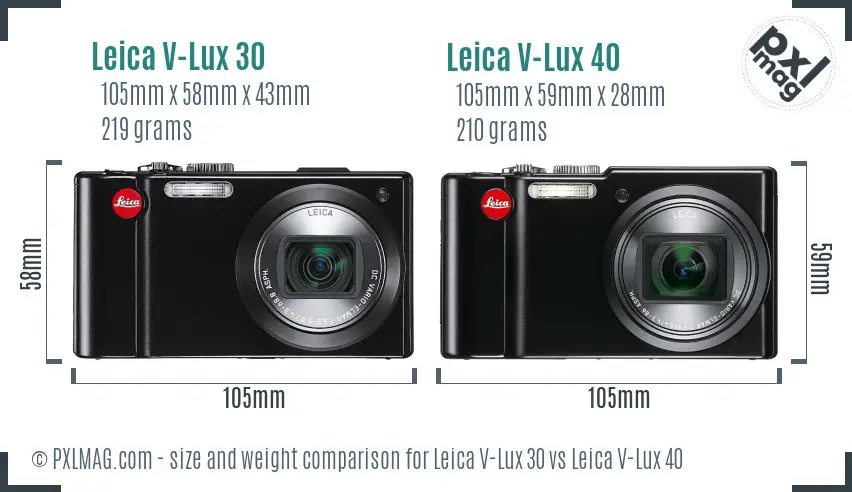 Leica V-Lux 30 vs Leica V-Lux 40 size comparison