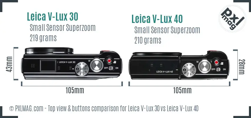 Leica V-Lux 30 vs Leica V-Lux 40 top view buttons comparison