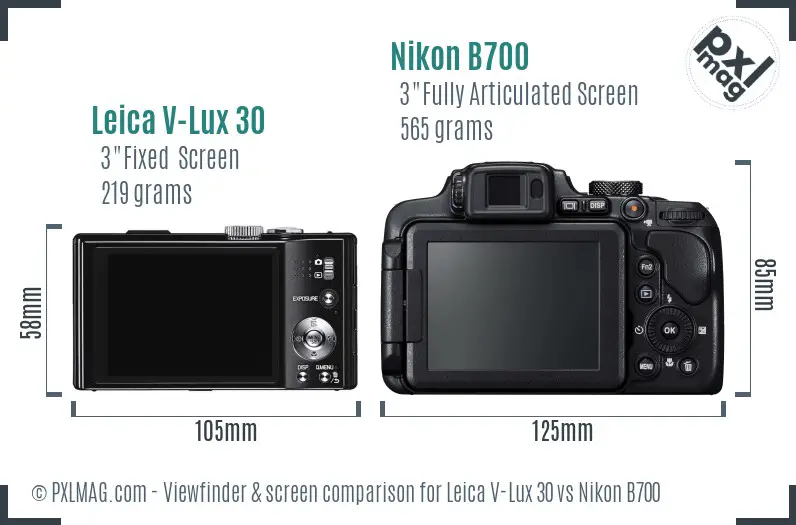 Leica V-Lux 30 vs Nikon B700 Screen and Viewfinder comparison