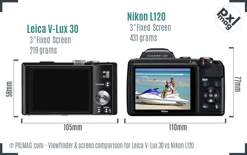 Leica V-Lux 30 vs Nikon L120 Screen and Viewfinder comparison