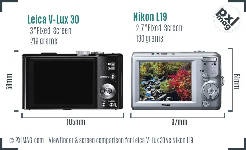 Leica V-Lux 30 vs Nikon L19 Screen and Viewfinder comparison