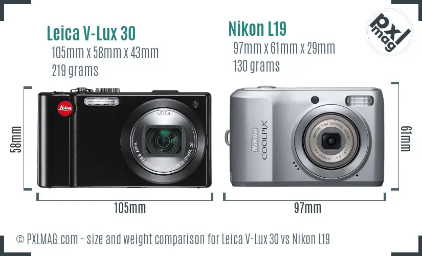 Leica V-Lux 30 vs Nikon L19 size comparison Leica V-Lux 30 vs Nikon L19 size comparison