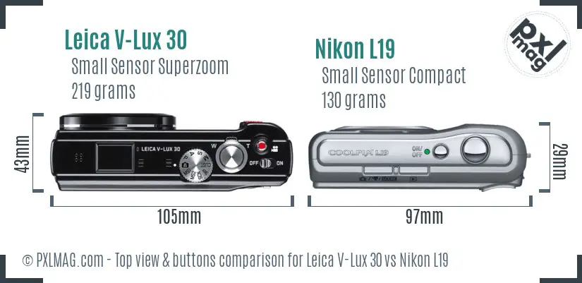 Leica V-Lux 30 vs Nikon L19 top view buttons comparison
