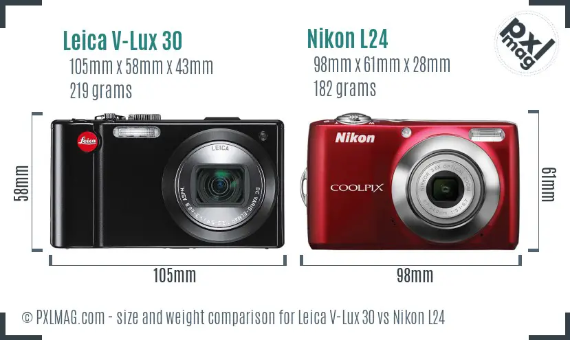 Leica V-Lux 30 vs Nikon L24 size comparison
