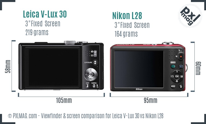 Leica V-Lux 30 vs Nikon L28 Screen and Viewfinder comparison