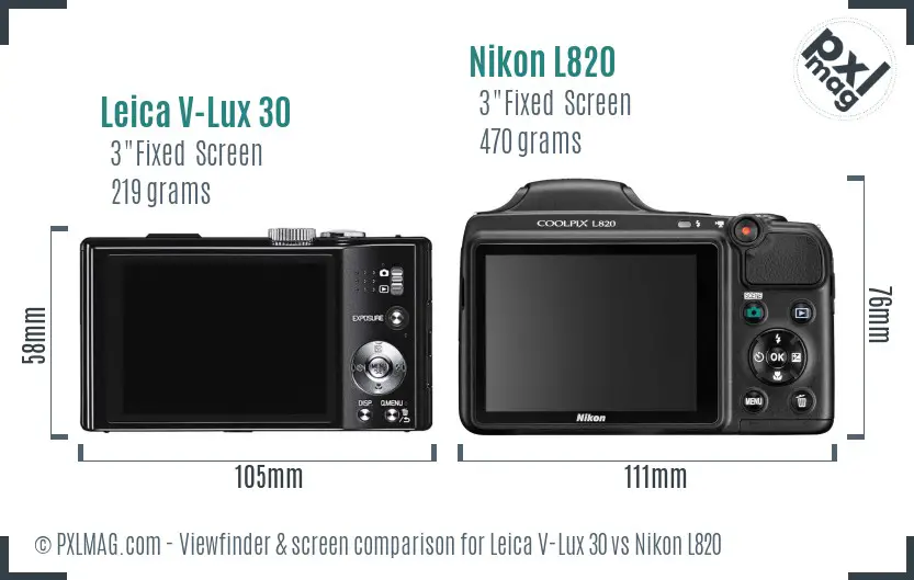 Leica V-Lux 30 vs Nikon L820 Screen and Viewfinder comparison Leica V-Lux 30 vs Nikon L820 Screen and Viewfinder comparison