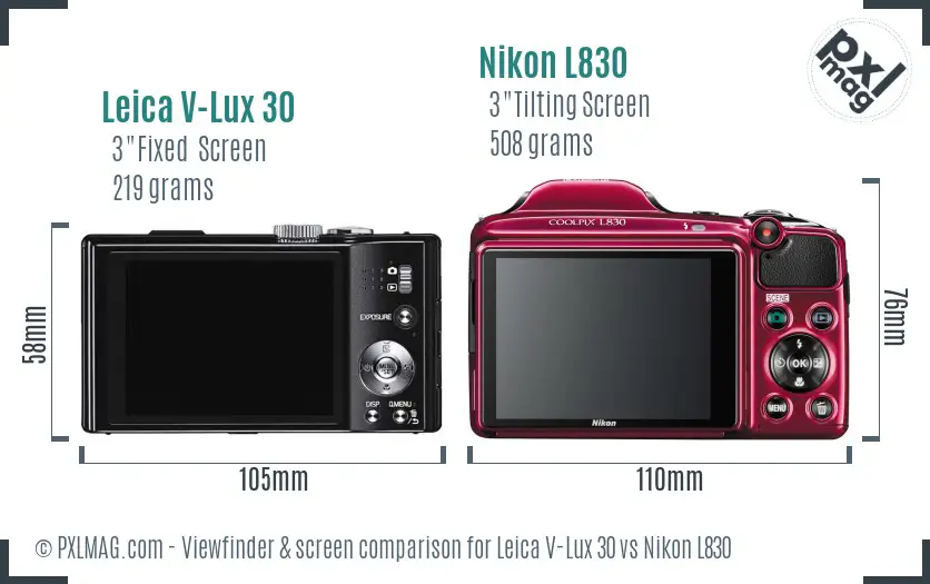 Leica V-Lux 30 vs Nikon L830 Screen and Viewfinder comparison
