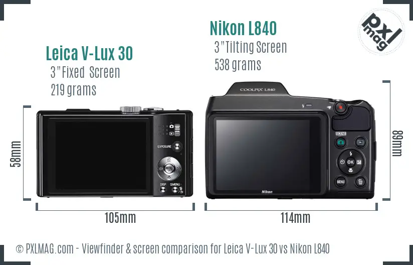 Leica V-Lux 30 vs Nikon L840 Screen and Viewfinder comparison