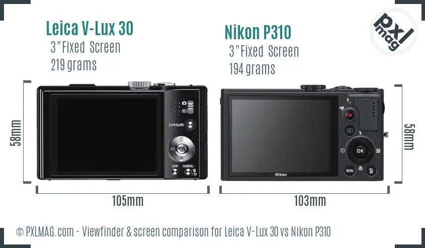 Leica V-Lux 30 vs Nikon P310 Screen and Viewfinder comparison