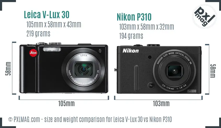 Leica V-Lux 30 vs Nikon P310 size comparison