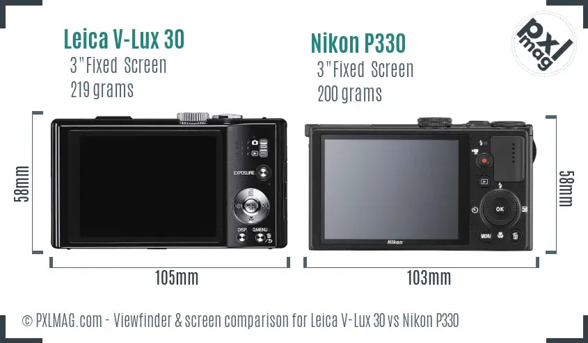 Leica V-Lux 30 vs Nikon P330 Screen and Viewfinder comparison