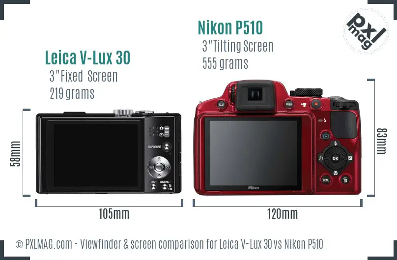 Leica V-Lux 30 vs Nikon P510 Screen and Viewfinder comparison