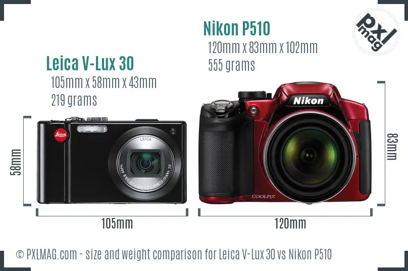 Leica V-Lux 30 vs Nikon P510 size comparison