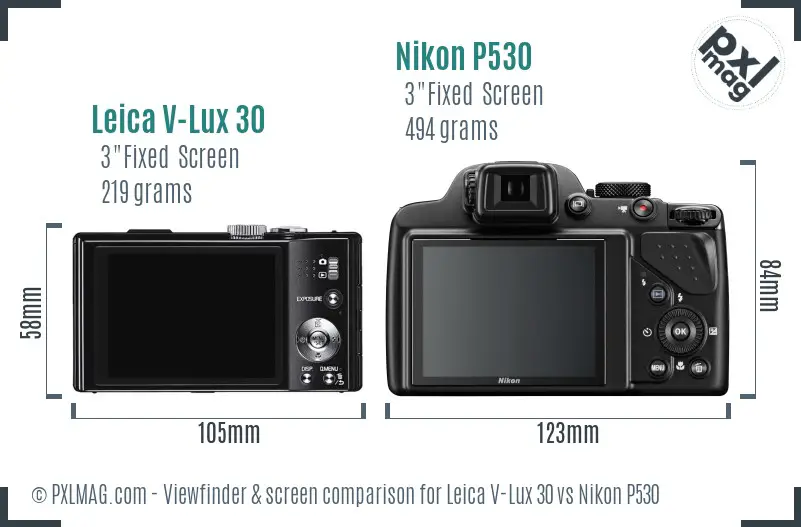 Leica V-Lux 30 vs Nikon P530 Screen and Viewfinder comparison