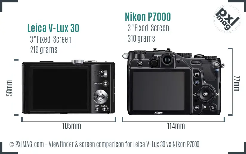 Leica V-Lux 30 vs Nikon P7000 Screen and Viewfinder comparison