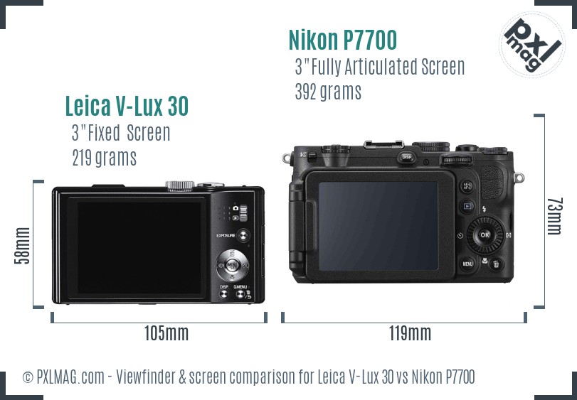 Leica V-Lux 30 vs Nikon P7700 Screen and Viewfinder comparison